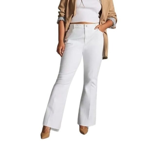 ANTHROPOLOGIE Paige Laurel Canyon High Rise Flare Jean Crisp White NEW - Picture 2 of 13